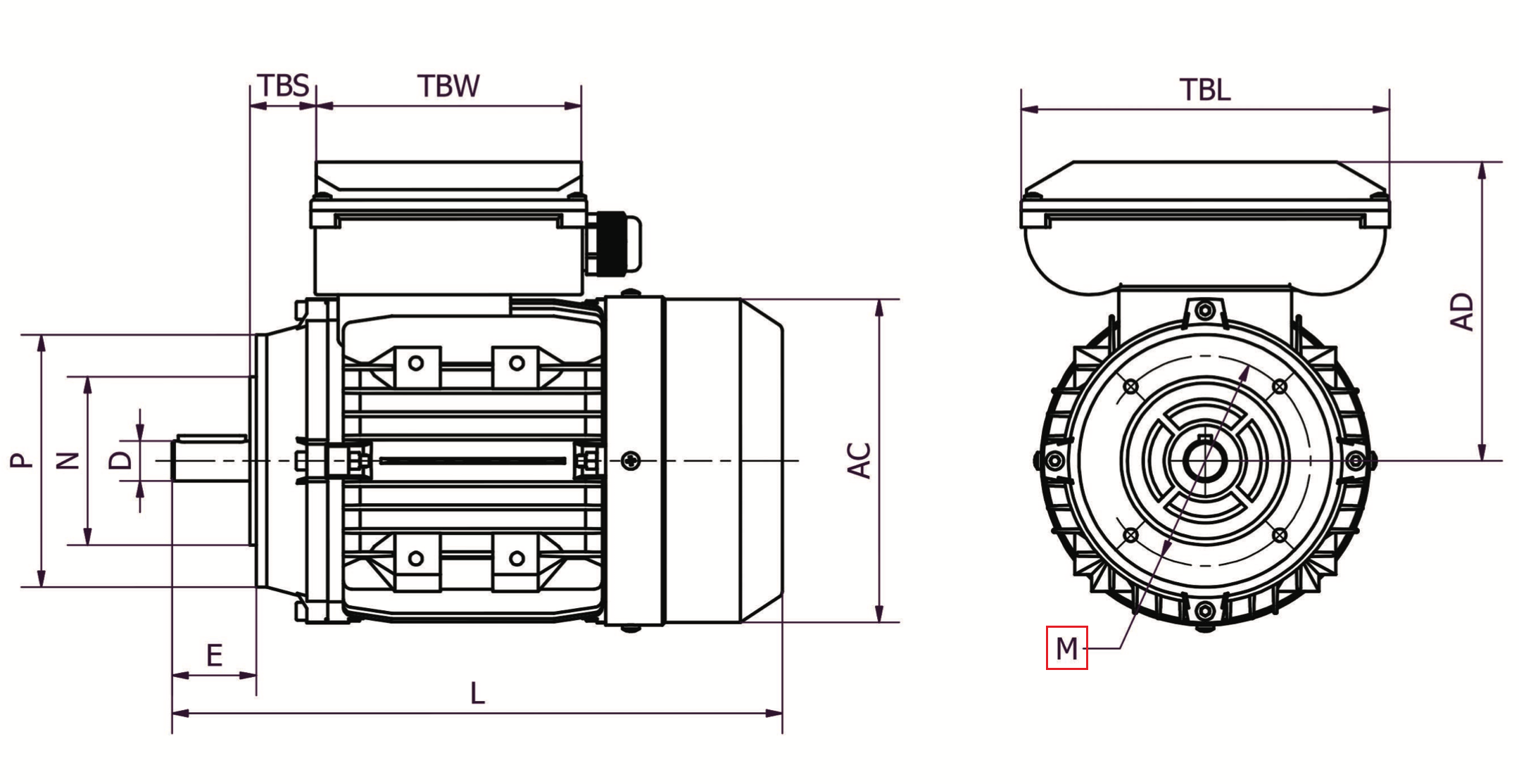 Moteur electrique ALMO MMP 1500 tr/min 1,1kW 220V B3