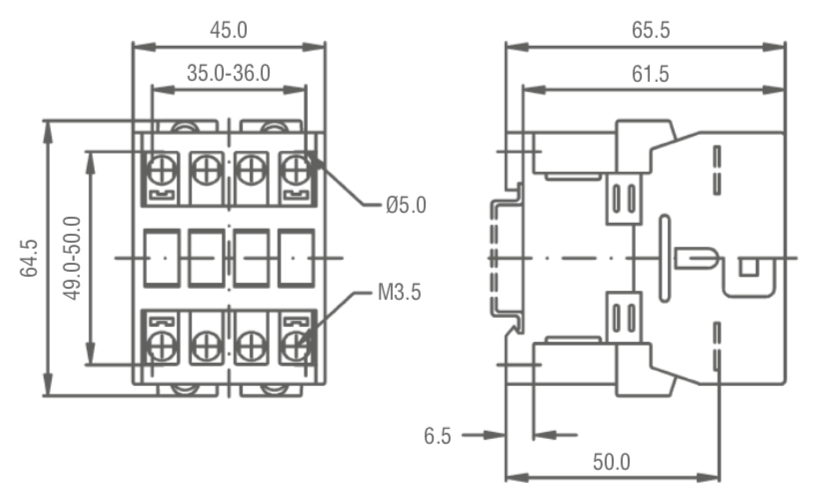 dimensions disjoncteur modulaire bipolaire 10kA