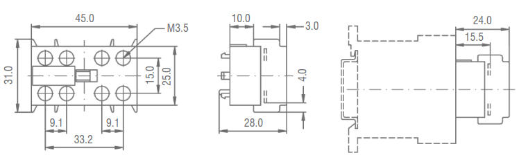 dimensions disjoncteur modulaire bipolaire 10kA