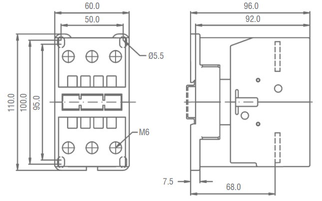 dimensions disjoncteur modulaire bipolaire 10kA