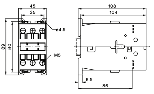 dimensions disjoncteur modulaire bipolaire 10kA