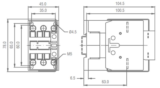 dimensions disjoncteur modulaire bipolaire 10kA