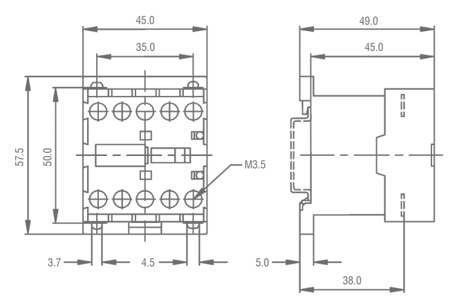 dimensions disjoncteur modulaire bipolaire 10kA