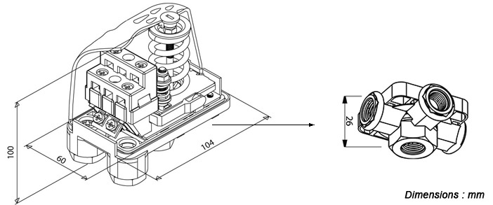 Pressostat Pour Compresseur Monophasé 4 Voies - Tête de compression et  moteur