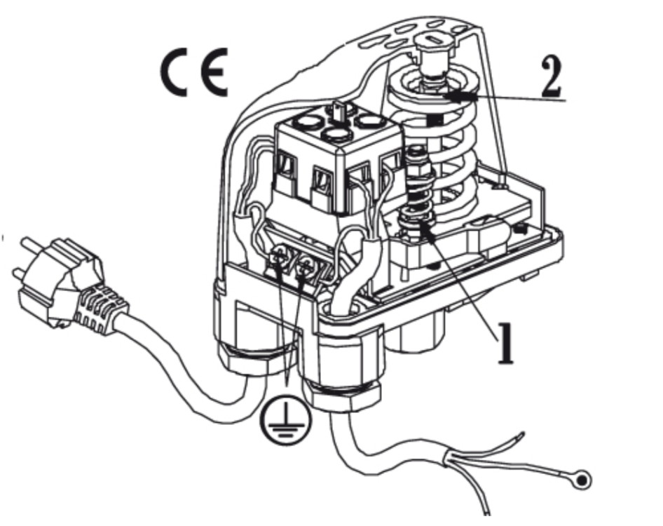 Pressostat 230V et 380V 0-5 bars pour pompe eau. Avec prise manomètre